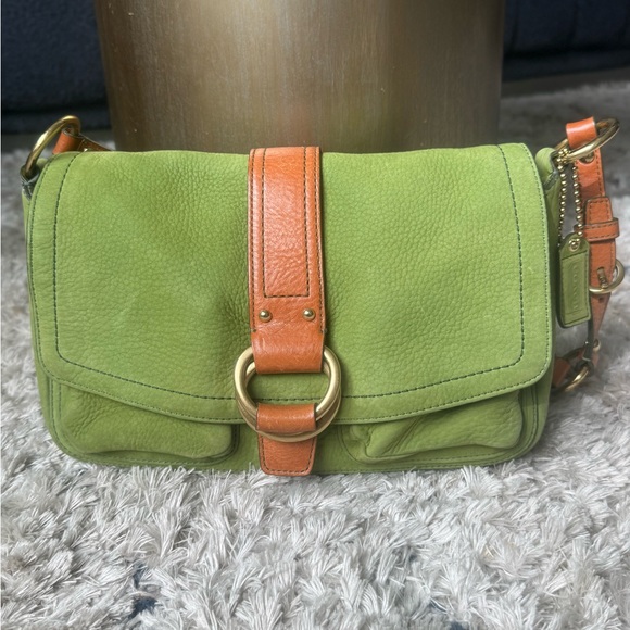 Coach Handbags - COACH VINTAGE 2005 GREEN NUBUCK CHELSEA DOUBLE POCKET